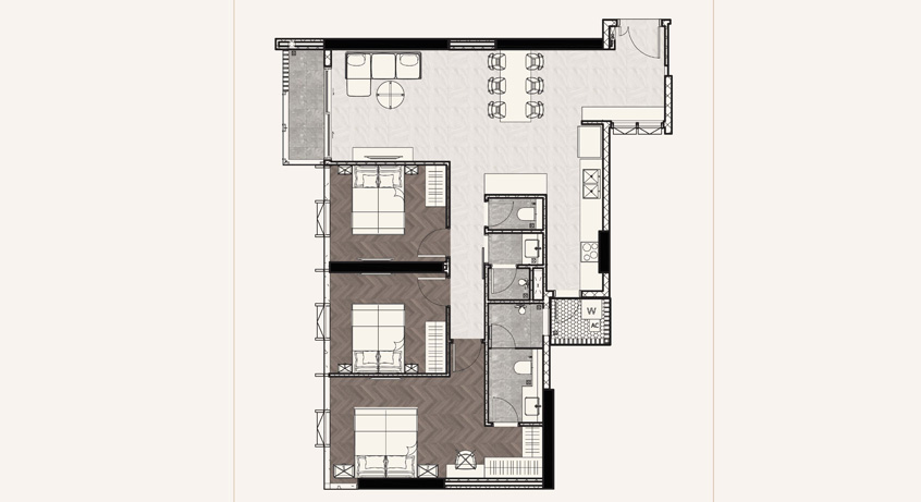 Mặt bằng căn hộ điển hình 3PN