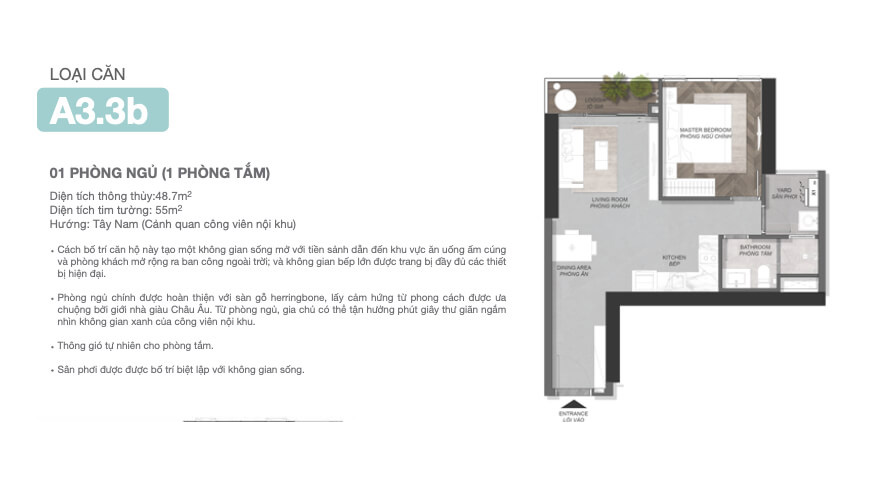 Mặt bằng điển hình căn hộ 1PN Eaton Park