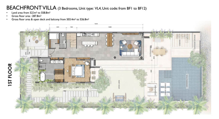 Mặt bằng điển hình Beachfront Villa