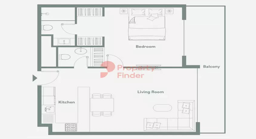 Mặt bằng căn hộ 1PN