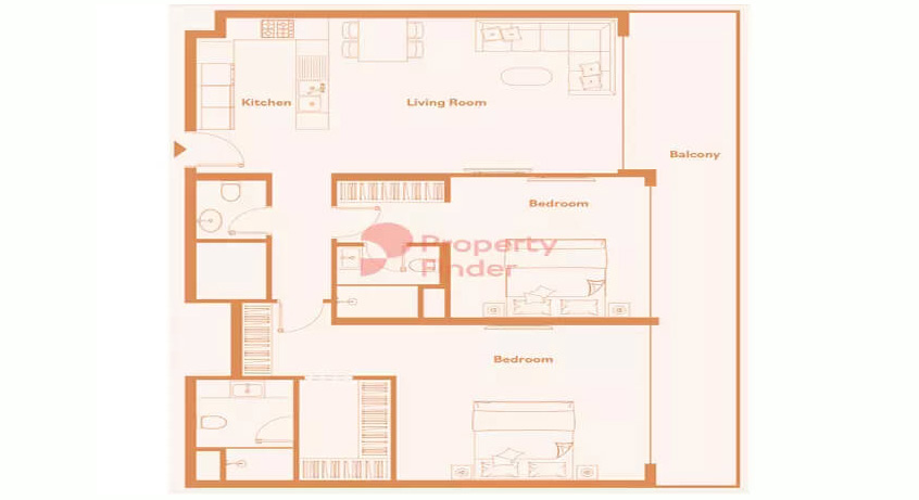 Mặt bằng căn hộ 2PN