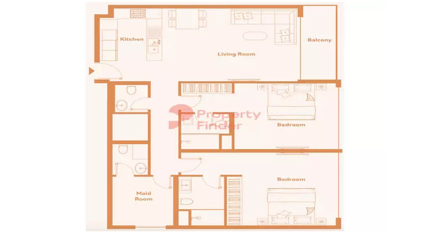 Mặt bằng căn hộ 2PN