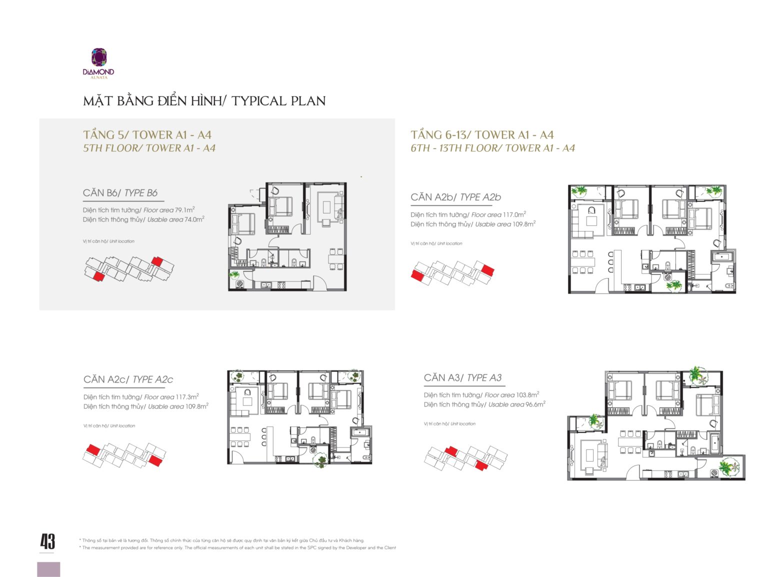 Mặt bằng căn hộ 2PN