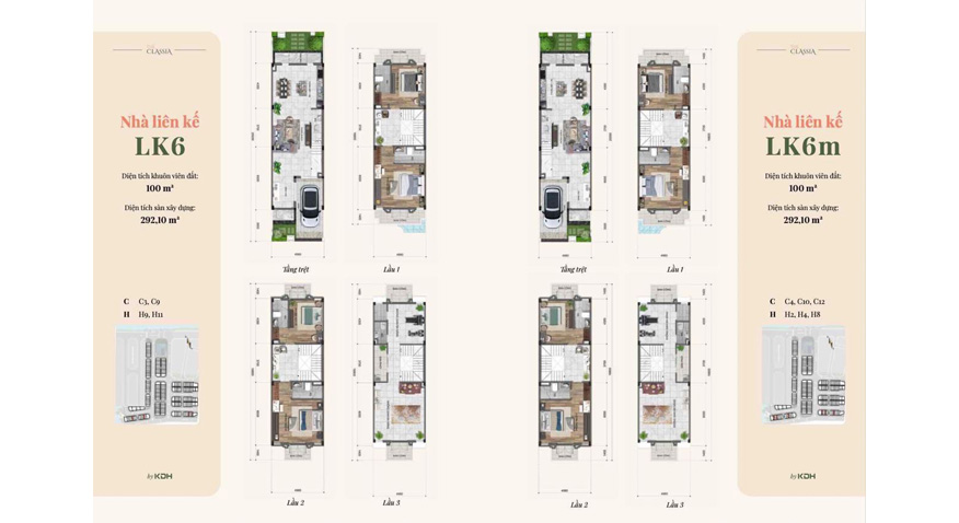 Mặt bằng nhà liên kế góc điển hình The Classia